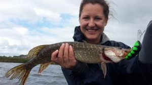 Louise with a Netherlands Pike caught on 75mm PLOW